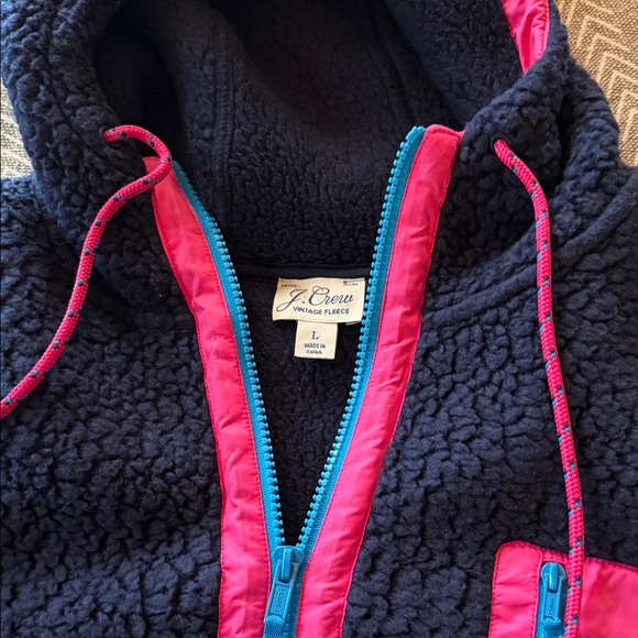 J. Crew Women Fleece Hoodie in Navy and Pink
size Large - Picture 2 of 7